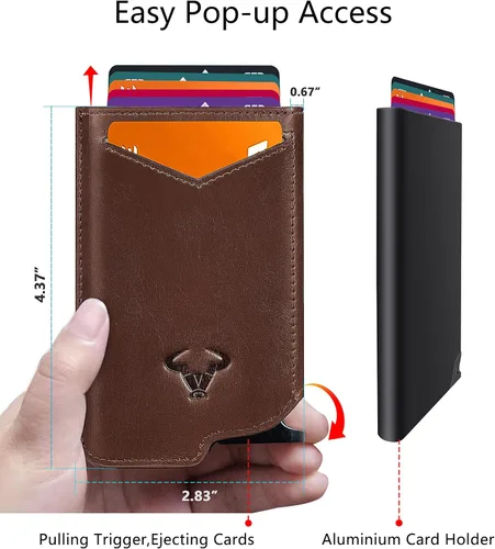Miniatura 2 de Bigant Cartera delgada para hombre, cartera de aluminio con clip para dinero, 8 tarjetas, bloqueo RFID