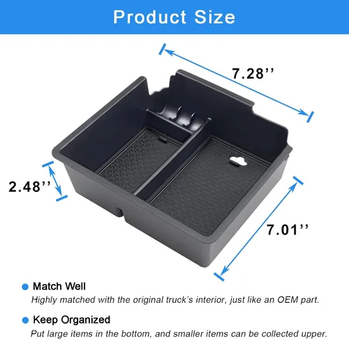 Miniatura 7 de PIMCAR Compatible con Ford Ranger 2019 2020 2021 2022 2023 Organizador de Consola Central Material de Plástico ABS Bandeja de Inserción de Caja