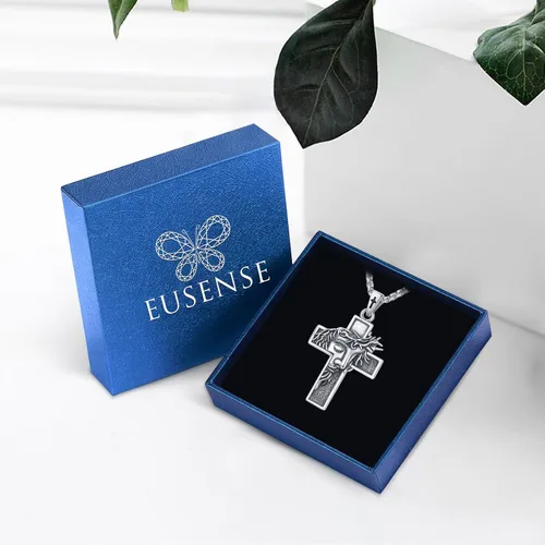 Miniatura 198 de Eusense San Miguel San Cristóbal San Benito San Judas Virgen María Collar chapado en oro 925 joyería religiosa para hombres y mujeres, collar