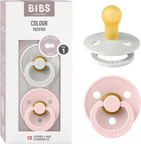 Miniatura 68 de BIBS - Paquete de 2 chupetes Bibs Colour, calmante, libre de bisfenol A, punta redonda, látex de goma natural Noche de vainilla