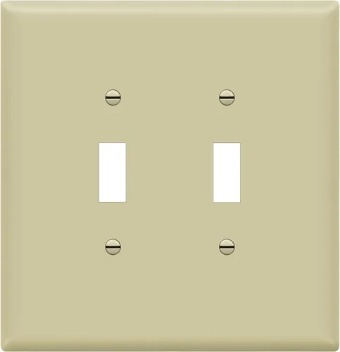 ENERLITES Cubierta doble para interruptor de palanca, placa de pared para interruptor de luz de dos bandas, acabado brillante, 2 bandas de 5.5 x 5.5