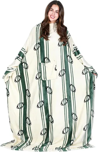 Miniatura 18 de Tirrinia Manta de Forro Polar Vestible con Capucha y Mangas para Adultos Mujeres y Hombres, Súper Suave Cómoda de Felpa Funcional Manta de TV Throw
