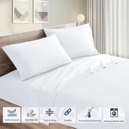 Miniatura 5 de Mattress-Homes Juego de sábanas de tamaño matrimonial XL, ropa de cama de 4 piezas, microfibra cepillada, sábanas extra suaves, refrescantes
