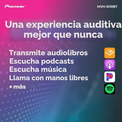 Miniatura 5 de Pioneer MVH-S110BT Receptor de medios digitales 1-DIN estéreo para automóvil, Bluetooth, entrada USB, salida de 50 W x 4, radio AM/FM, compatible