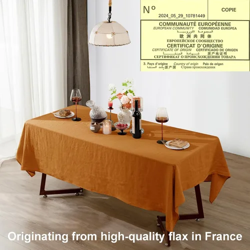 Miniatura 3 de Talasily Mantel de lino 100% lino puro, 60 x 84 pulgadas, manteles rectangulares lavables para cocina, comedor, fiestas de bufé, vacaciones, picnic