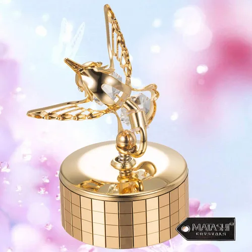 Miniatura 9 de Matashi Regalo de Navidad para mujer, caja de música de colibrí con cristal chapado en oro de 24 quilates, pieza de exhibición de mesa