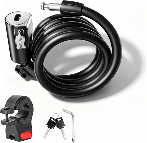 Bloqueo de scooter de 4 pies – Bloqueo de cable antirrobo con soporte de montaje, se adapta a scooter eléctrico, bicicleta de carretera, bicicleta