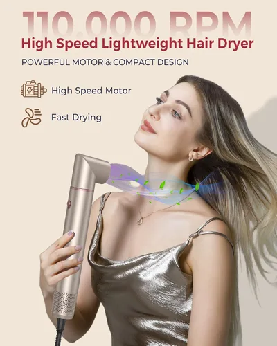 Miniatura 5 de UKLISS - Estilizador de cabello de aire caliente 6 en 1 con secador de pelo de alta velocidad de 110,000 rpm, cepillo de secado automático redondo