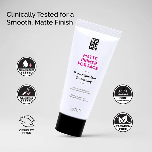 Miniatura 3 de Elizabeth Mott Thank Me Later - Prebase de maquillaje matificante para control de brillo y grasa, minimiza los poros, oculta líneas finas y arrugas