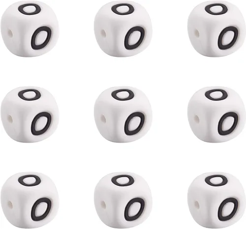 Miniatura 18 de FASHEWELRY 36 cuentas de silicona redondas del alfabeto A-Z, cuentas focales de goma de vaca para pulseras, collares, llaveros, fabricación de joyas