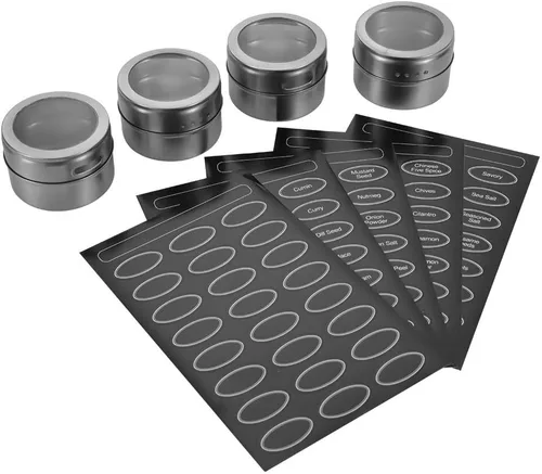 Miniatura 6 de 12 potentes latas magnéticas para especias: recipientes de almacenamiento de especias de acero inoxidable, tarros de especias de cocina con tapa 12