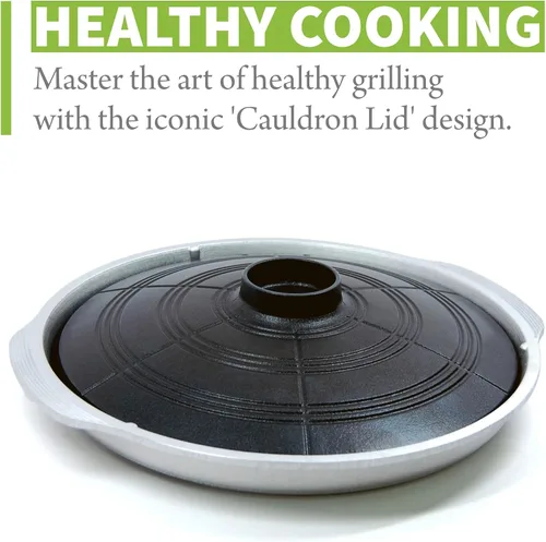 Miniatura 7 de COOKKING - Sartén para parrilla BBQ tradicional coreana, forma de caldera con tapa - Parrilla de aluminio fundido antiadherente