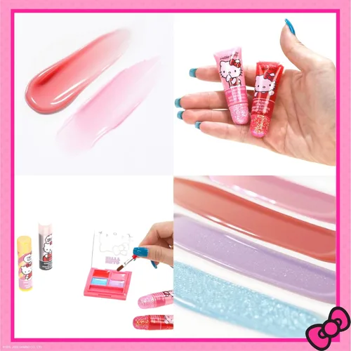Miniatura 6 de Hello Kitty Beauty - Juego de mini tren incluye tubo de brillo de labios, bálsamo labial, brillo de labios compacto para fiestas de niñas, fiestas