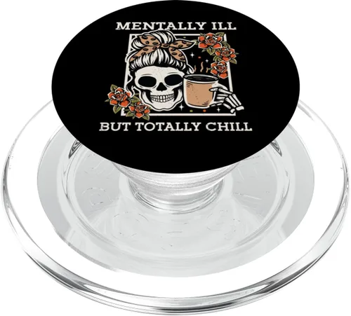 Miniatura 8 de Esqueleto mentalmente enfermo pero totalmente escalofriante Halloween Skull Mom PopSockets intercambiables PopGrip