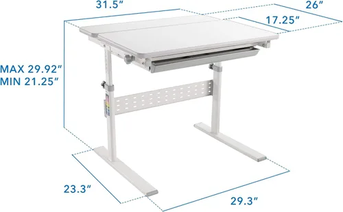 Miniatura 3 de Mount-It! Escritorio ajustable para niños con escritorio inclinable, mesa de estudio de altura ajustable con cajón de almacenamiento, escritorio