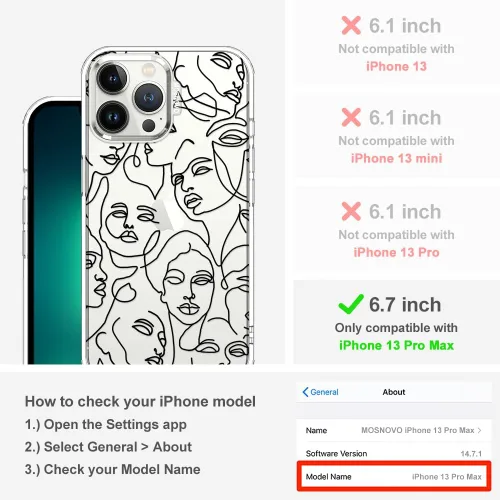 Miniatura 2 de MOSNOVO - Funda para iPhone 13 Pro Max, protección Buffertech de grado militar contra caídas (6.6 pies), antidesprendimiento, poliuretano