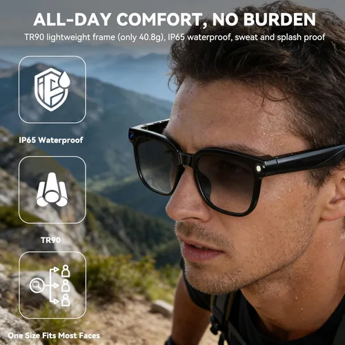 Miniatura 7 de Lentes inteligentes AI con cámara, lentes de cámara de 8 MP, grabación de video antivibración de 1080P, traducción en tiempo real, asistente de voz