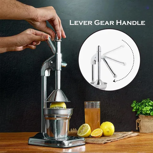 Miniatura 7 de Exprimidor manual de hierro fundido, exprimidor manual efectivo de acero inoxidable, con base de taza antideslizante, palanca de ahorro de esfuerzo