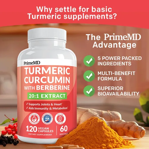 Miniatura 7 de Suplemento orgánico de cúrcuma y curcumina 5 en 1 (4210 mg) con berberina, canela de Ceilán, BioPerine y suplementos de jengibre para el apoyo