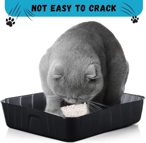 Miniatura 5 de Bokon Caja de arena desechable de 25 unidades para gatos, bandeja de arena desechable grande para viajes al hogar, cajas de arena de plástico Negro
