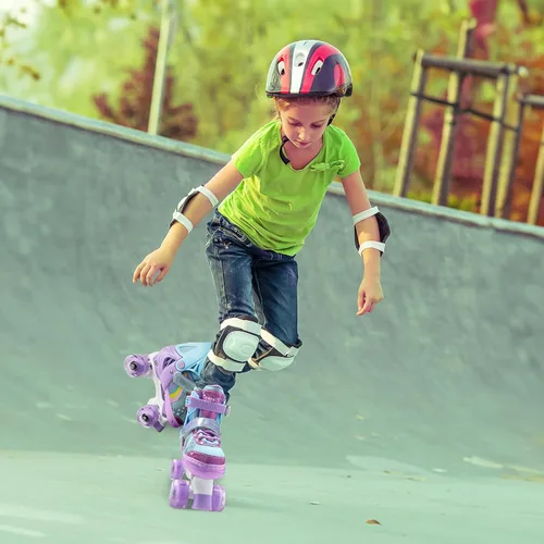 Miniatura 5 de Rainbow - Patines para niños pequeños, talla 4 ajustable, patines cuádruples iluminados para niñas y niños principiantes de 3 a 12 años