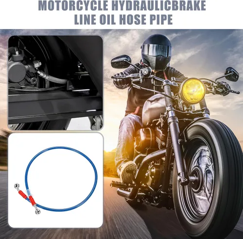 Miniatura 2 de X AUTOHAUX 31.5 in 31.5 "Longitud 0.394 in ID motocicleta freno hidráulico manguera tubo tubo 28° 0° acero inoxidable trenzado cable para ATV
