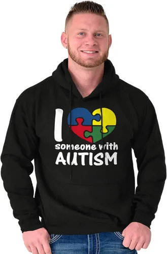 Miniatura 4 de Brisco Brands I Love Someone with Autism Puzzle Sudadera con capucha para mujeres y hombres