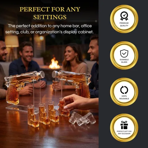Miniatura 4 de Juego de decantador de pistola de whisky + 2 vasos bala - Regalos de pistola de Navidad y cumpleaños para hombres que lo tienen todo, regalos