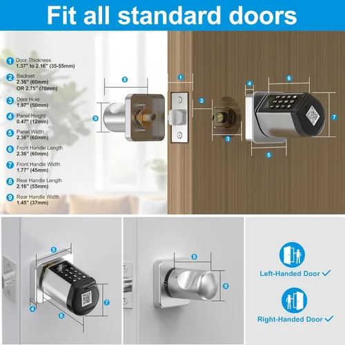Miniatura 3 de WELOCK Cerradura Inteligente WiFi para Puerta, Perilla de Entrada sin Llave 5 en 1 con Seguridad de Bloqueo Automático, Control de Aplicación
