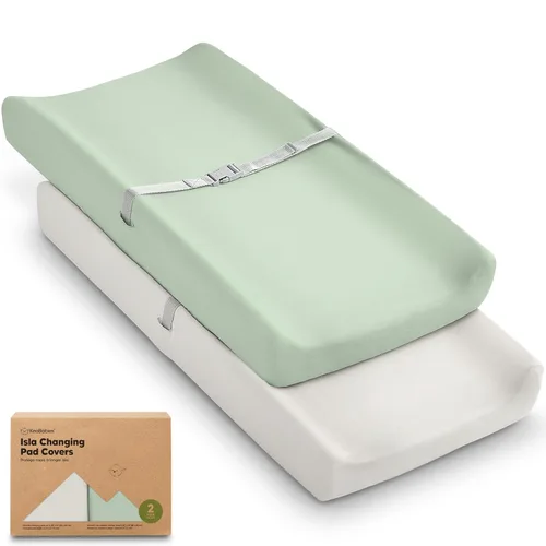 Miniatura 24 de Paquete de 2 fundas orgánicas para cambiador para niña, niño, neutro - 100% algodón, funda para almohadilla de mesa cambiadora, sábanas suaves