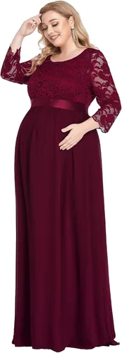 Miniatura 3 de Ever-Pretty Vestido de fiesta de maternidad de gasa con mangas para mujer, talla grande, 20797
