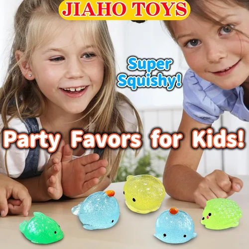 Miniatura 5 de 4 piezas de juguetes blandos Jumbo Glitter Mochi para niños, juguetes Kawaii, juguetes sensoriales de animales marinos para premios de clase