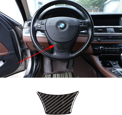 YIWANG - Pegatina de fibra de carbono para el interior del volante, para BMW Serie 5 F10 F18 2011-2017