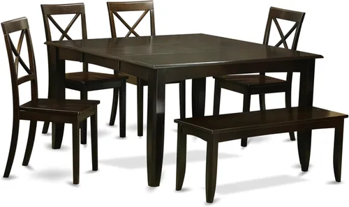 Miniatura 13 de East West Furniture PFBO9-CAP-W Juego de mesa de comedor moderno de 9 piezas, incluye una mesa cuadrada de madera con hoja de mariposa y 8 sillas