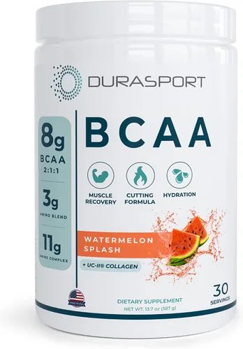 Durasport – BCAA deportivo de 0.43 onzas | Recuperación muscular, energía e hidratación después del entrenamiento + colágeno UC-II | 0.28 oz de