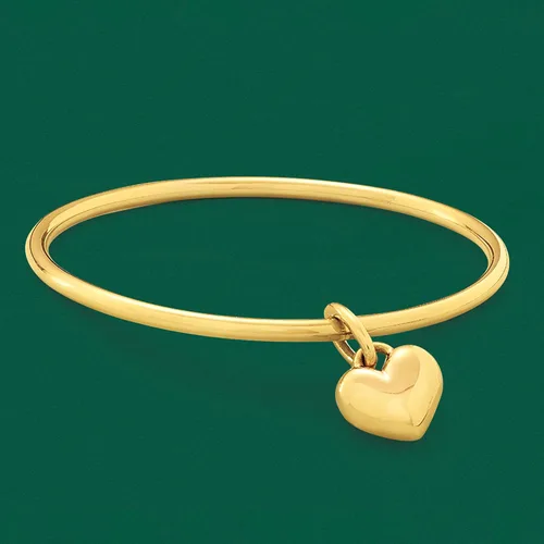 Miniatura 4 de Ross-Simons Italian Andiamo 14kt Yellow Gold Over Resin Heart Charm Bangle Bracelet