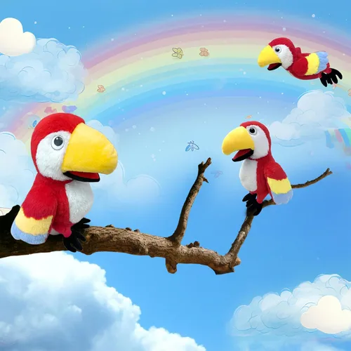 Miniatura 3 de Marionetas de mano de loro, marionetas de mano de animales de 13.8 pulgadas, marionetas de mano de animales de peluche para niños con boca móvil