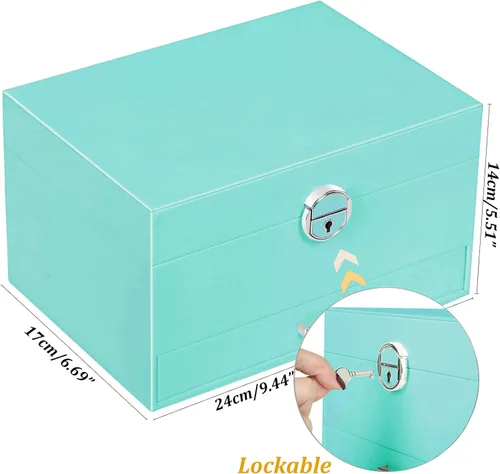 Miniatura 135 de Joyero de pendientes para mujeres y niñas, organizador de aretes de 5 capas, caja organizadora de joyas blanca con candado, collares y aretes