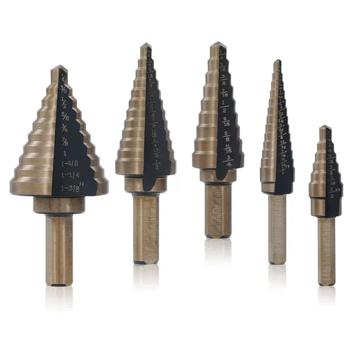 Miniatura 8 de ZELCAN Juego de Brocas Escalonadas, 5 Piezas de Brocas Escalonadas de Titanio HSS para Metal, 50 Tamaños en 5 Brocas Escalonadas Unibit de Acero