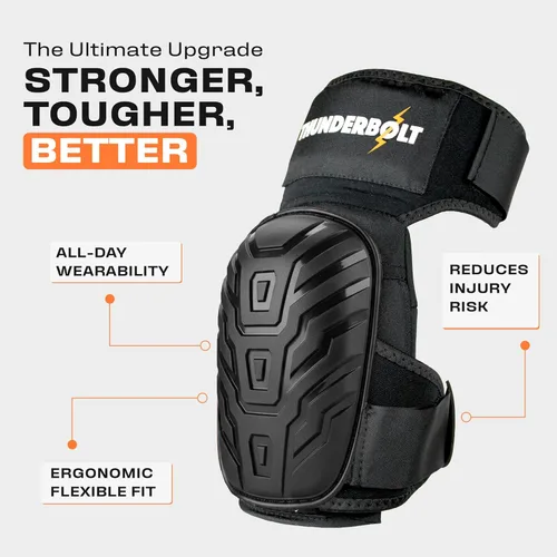 Miniatura 3 de Rodilleras Thunderbolt para Hombres de Construcción, Rodilleras de Trabajo para Hombres y Mujeres con Doble Gel para Jardinería, Colocación de NEGRO