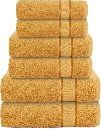 Miniatura 21 de Juego de toallas de baño - 100% algodón - 2 toallas de baño, 2 toallas de mano y 2 paños - Grandes, secado rápido, absorbentes, suaves, lujosas