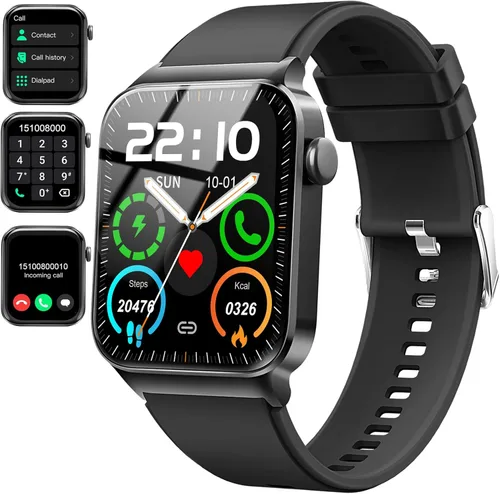 Reloj inteligente para hombres y mujeres, rastreador de fitness, monitor de ritmo cardíaco, reloj inteligente táctil HD de 1.85" para Android iOS