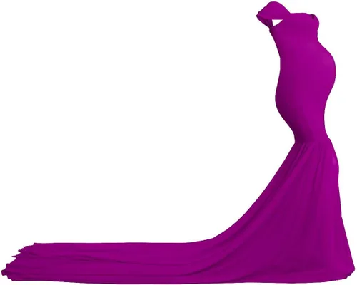 Miniatura 4 de Vestido de maternidad para mujer para fotografía sirena con hombros descubiertos ajustado de gasa con vuelo para baby shower maxivestido para fotos