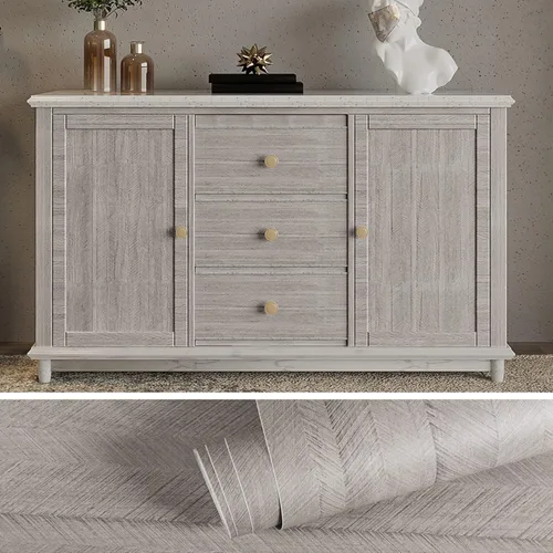 VEELIKE Papel tapiz de madera gris de 15.7 x 118 pulgadas, papel tapiz bohemio extraíble, impermeable, grueso, patrón geométrico para muebles,