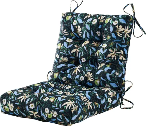 Miniatura 10 de ARTPLAN Cojines para silla de exterior y respaldo bajo, 40 x 20 x 4 pulgadas, cojín de mimbre grueso copetudo para patio exterior con lazos