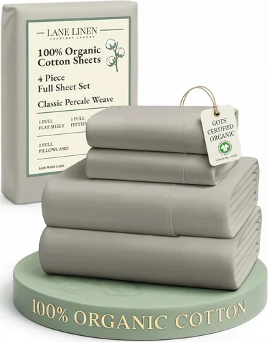 Miniatura 164 de LANE LINEN Sábanas 100% algodón orgánico para cama tamaño King, sábanas de percal suave, transpirables, de lujo, estilo hotelero, lavables a 09