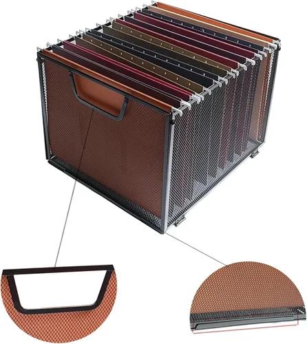Miniatura 6 de Organizador de archivos colgante de malla metálica, caja de archivos para oficina/escuela/hogar, negro