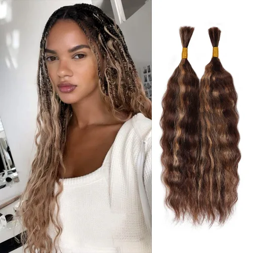 Miniatura 15 de Starlet - Extensiones de cabello humano virgen húmedo y ondulado súper a granel para micro trenzado, 18 pulgadas, 3.53 onzas, 2 paquetes