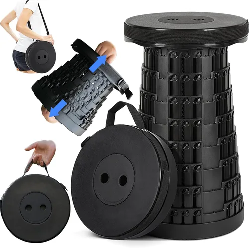 Miniatura 9 de Taburete plegable máximo de 620 libras y bolsa de transporte acolchada 3 en 1, taburete telescópico portátil para adultos, asiento plegable