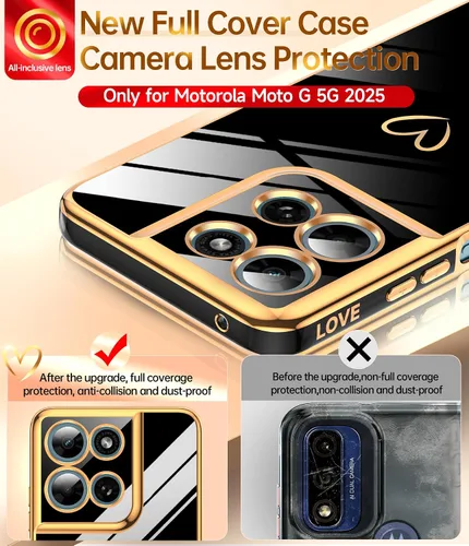Miniatura 2 de LeYi for Moto G 5G 2025 Case: with Tempered Glass Screen Protector [2 Pcs]+ Full Camera Lens Protection,Love Heart Plating Cute Luxury Soft TPU